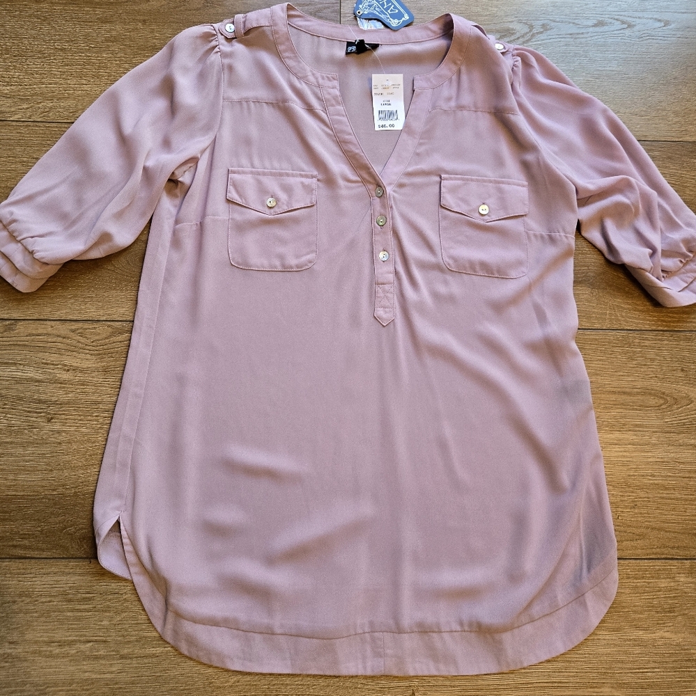 [NWT] Angie Womens Lilac Purple Chiffon Tunic Top Blouse Sz L Large